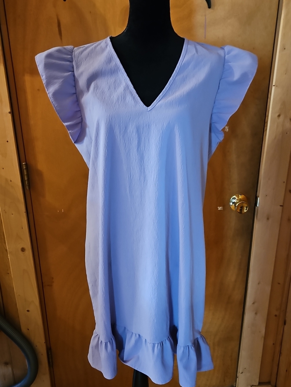 Lilac Ruffle Sleeve V-Neck Dress